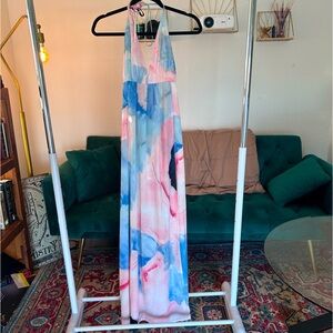 Aura Reverie Watercolor Floral Women’s Small Maxi Dress